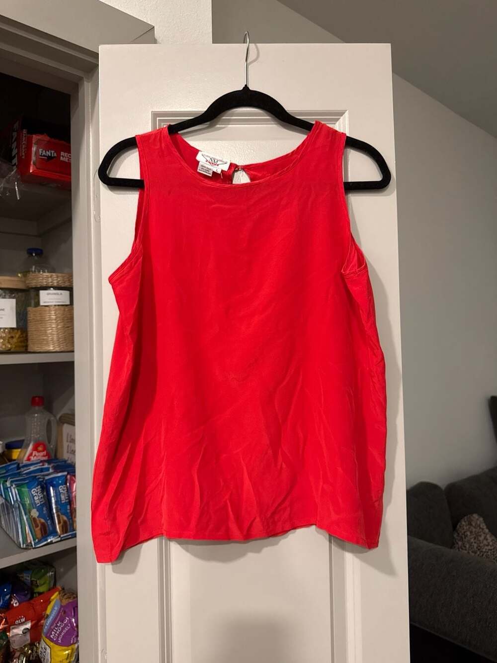 Neiman Marcus NM Only Red 100% Silk Sleeveless Tank Top Shell Size L